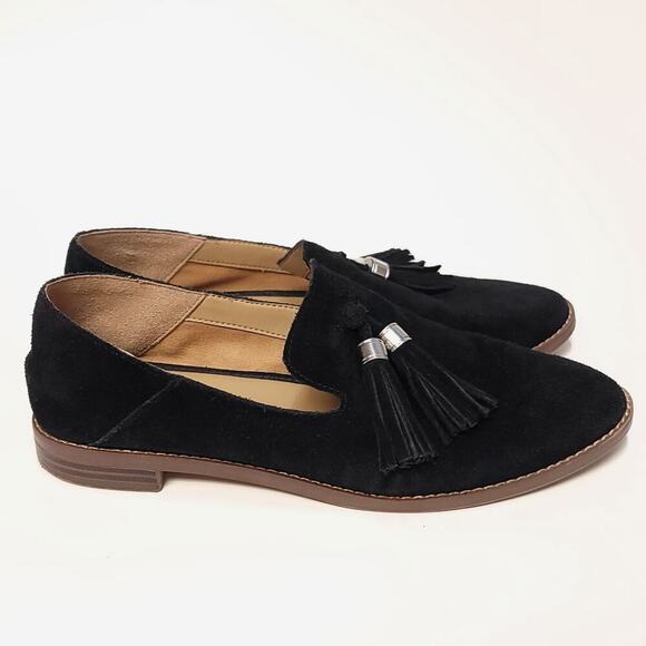 Franco Sarto Flat Loafers Size 7.5 Black Leather Shoes Women's Suede Used - Picture 5 of 13